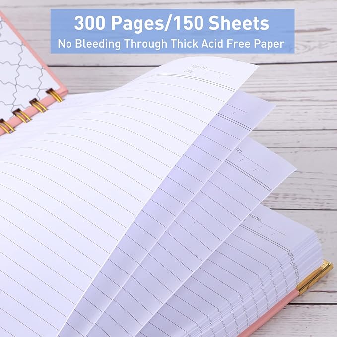 Spiral Notebook, Hardcover Leather Journal for Women Men, 300 Page Thick Notebooks College Ruled for Work, School, Note Taking, Writing Journals, Large A5 Notebook with Tabs Sticky, 5.7" x 8.5", Teal