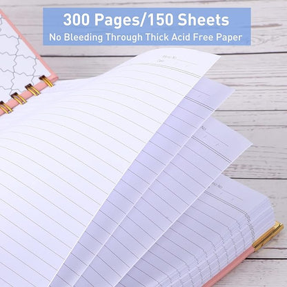 Spiral Notebook, College Ruled Notebook Journal, 8.5” x 11”, 300 Pages Leather Writing Journal for Women Men, A4 Hardcover Notebook for Work School, 24pcs Index Tabs, Teal