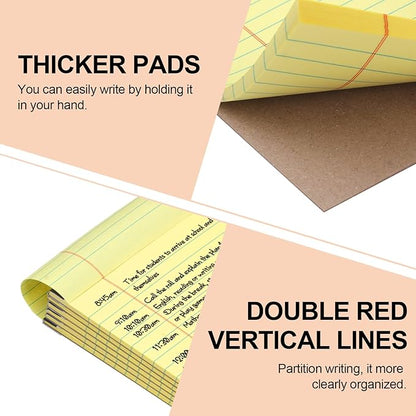 Utron 6 PCS Small Legal Pads 5x8 Yellow, Narrow Ruled Small Note Pads 5x8, Micro Perforated Writing Pad, College Ruled Legal Notepads 5x8 for Study, Office, To-Do Lists(30 Sheets/Small Notepad)