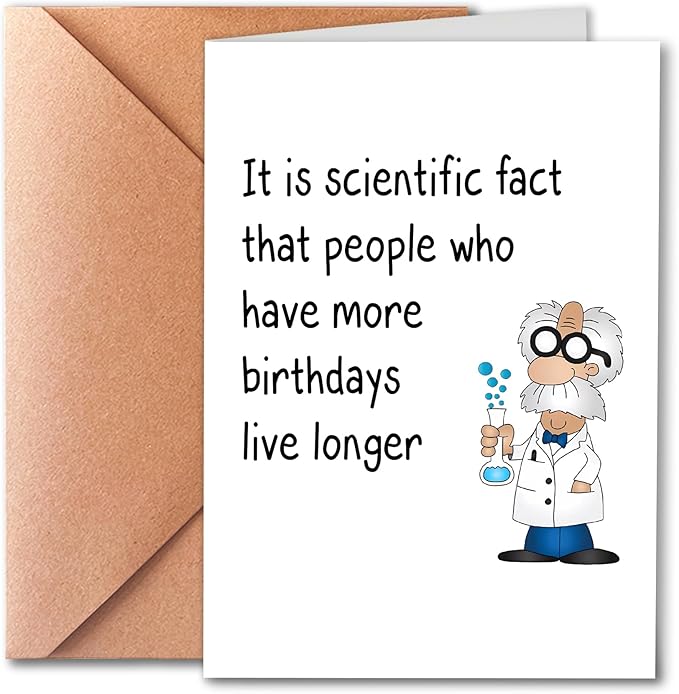 Funny Birthday Card For Old Men or Women, Humorous Greeting Card for Him or Her, 5x7 inches, Modern Style, Unisex-Adults