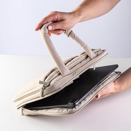 DiverseBee Large Bible Cover with Handles, Bible Carrying Case for Women, Bible Tote Bag, Book Cover, Bible Accessories Gift (Beige)