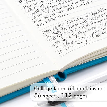 feela 15 Pack Pocket Small Notebooks Bulk, Mini Cute Notepads Hardcover College Ruled Lined Journals with Pen Holder for School Business Memos, with 15 Black Pens, 3.5”x 5.5”, A6, Teal