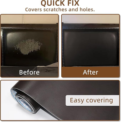 CHEIGHY Leather Repair Patch for Couch Advanced PU Material, Self Adhesive Leather Repair Kit for Furniture Vinyl Repair Tape for Car Seats Upholstery Sofa Office Chair (Brown, 3.9X79 inch)