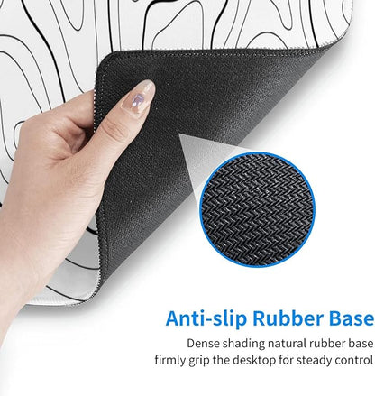 Extended Gaming Mouse Pad, Large Gaming Mouse Waterproof with Stitched Edges, Non-Slip Desktop Pad for Home and Office, Level Up Your 31.5x11.8 Inch… (White Topographic)