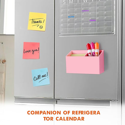 BEYGORM Magnetic Dry Erase Marker Holder for Whiteboard,Non-slip Acrylic Magnet Pen Holder for Fridge Refrigerator,Locker Organizer for Work,Locker Accessories,Pencil Cup for Desk(Pink)