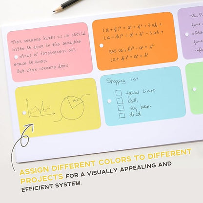 300Pcs Colored Index Cards with Ring, Goefun Blank Flashcards, 6 Color 2.2x3.5 Notecards for Studying, Vocabulary Cards, Memos, Bookmark, Greetings