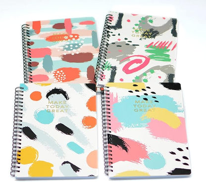 Yansanido Spiral Notebook, 4 Pcs A5 Thick Graffiti Design Hardcover 8mm Ruled 4 Color 80 Sheets -160 Pages Journals for Study and Notes (Colorful)