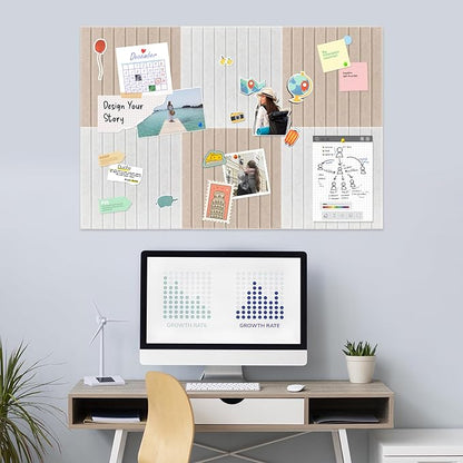 Smarpau Large Cork Board Alternative 12 Pack Felt Wall Tiles for Office 48"x36" Felt Bulletin Boards Tiles Slat Wall Paneling Pin Board Tack Board Alternative Gray