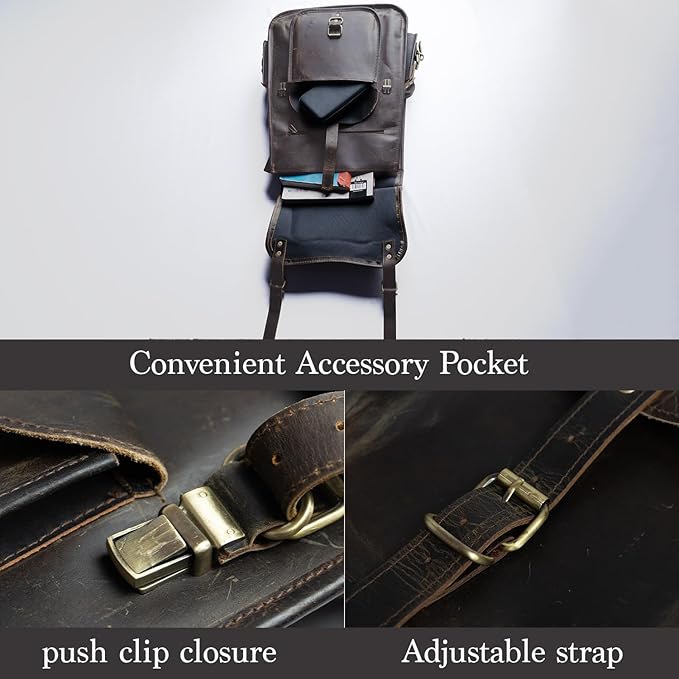 Satchel And Fable Vintage Full Grain 21 Inch Leather Laptop Large Backpack Casual Bookbag Daypack Camping Travel Rucksack Knapsack