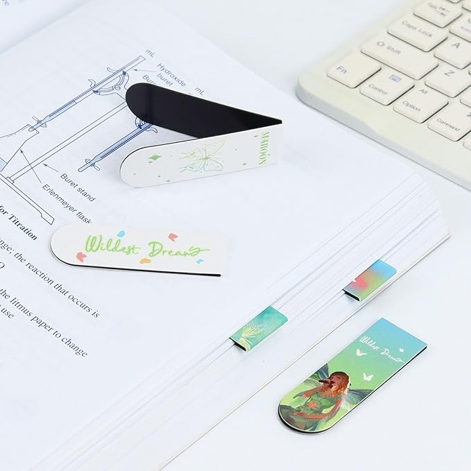 10Pcs Magnetic Bookmarks T-S Colorful Bookmarks Page Markers for Fans Readers, Women, Book Lovers, Students Teachers, Funny Office Supplies Stationery Gifts Used in Office, School, Home (Red & Green)