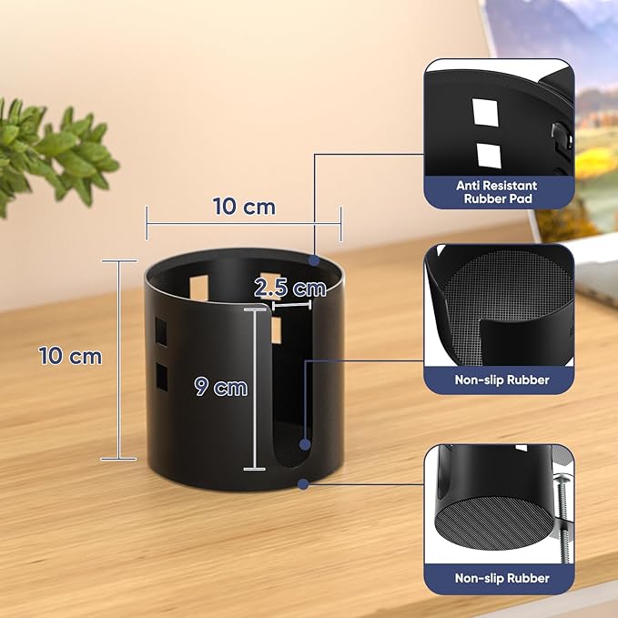 Deeper Desk Cup Holder, OOKUU Anti-Spill Cup Holder for Desk or Table, Sturdy and Durable, Easy to Install, Enough to Hold Coffee Cups, Water Bottles, Gaming PC Office Accessories, Black