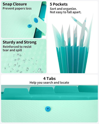 Sooez School Supplies File Folder, Letter Size Accordion File Organizer, Expanding File Folder for Document, Portable Paper Organizer for Office-Green