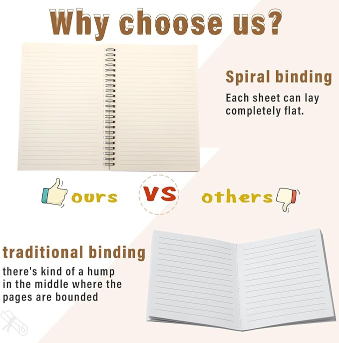 Fuutreo 24 Pcs Spiral Notebook for Work A5 8.3 x 5.7 Inch College Ruled Spiral Journal Notebook Kraft Cover, 12 Color, 60 Sheets, 120 Pages for Office School Supplies(Business Color)