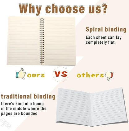 Fuutreo 24 Pcs Spiral Notebook for Work A5 8.3 x 5.7 Inch College Ruled Spiral Journal Notebook Kraft Cover, 12 Color, 60 Sheets, 120 Pages for Office School Supplies(Business Color)