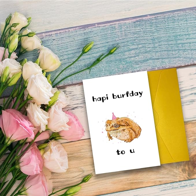 Funny Grumpy Frog Birthday Card Gift for Women Men Son Daugher, Toad Frog Lover Birthday Greeting Card Gift for Husband Wife Boyfriend Girlfriend