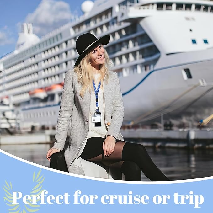 BESARME 3 Pack Retractable Cruise Lanyards, Adjustable Lanyards for Cruise Ship Cards with Badge Reel Holder, 6 Pack Waterproof ID Badge Holder and 3 Pack Phone Tether Tab, Style B