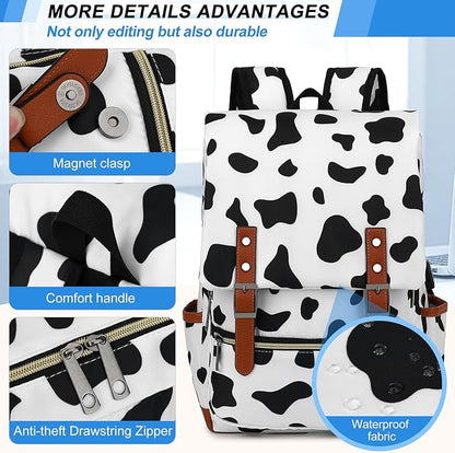 Travel Laptop Backpack Slim Vintage Backpack with USB Charging Port,Water Resistant Business Daypacks College Bag for Men Women,Fits 15.6 Inch Notebook. (Cow)