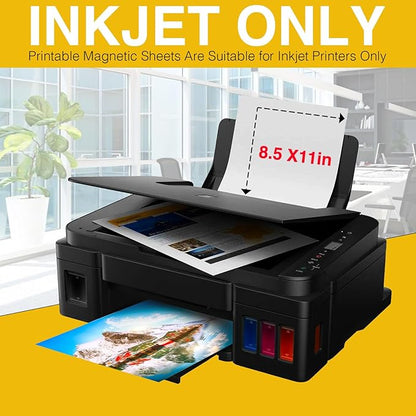 Printable Magnet Sheets Non Adhesive,8.5 X11 Inches for Inkjet Printers,10 Sheets Matte Cuttable Magnetic Paper,12mil Thickness DIY Flexible Magnet Photos