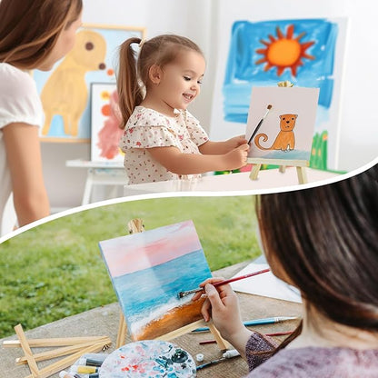 CONDA 4 Pack 9 Inch Wood Easels, Easel Stand for Painting Canvases, Art, and Crafts,Tripod,Painting Party Easel,Kids Student Tabletop Easels for Painting,Portable A-Frame Tripod Tabletop Easel Set