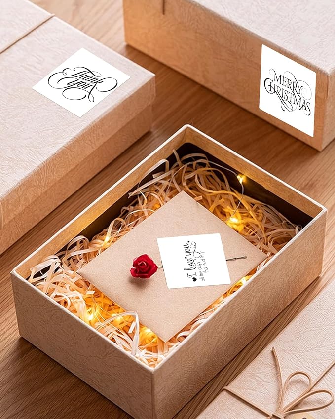 2inch Square Thermal Labels Self-Adhesive, 420 Sheets/Roll Printer Labels for Business and Home, Thermal Sticker for/Shipping/Packaging/DIY Logo Design/Thanks Card/Inventory