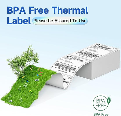 Phomemo Shipping Labels - Packs of 500 4X6 Per Fan-Fold Label Compatible with Phomemo 241bt, D520BT, B246D Label Printer, Thermal Labels for Address, Mail, Product Logo Labels, Commercial Grade, White