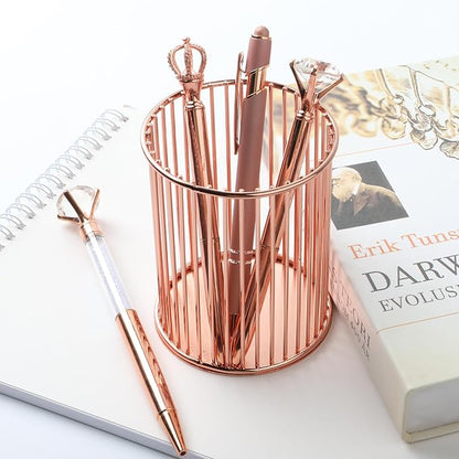 amassan 4Pcs Ballpoint Pens Set, Cute Pens with Crystal Diamond for Journaling, Black Ink Pen Gifts for Wedding Office Desk Supplies, Sand Glitter Pen for Women Office Decor