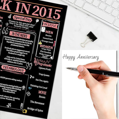 Joycard 10th Anniversary Card for Women, Tin Wedding Card for Wife, Sweet Marriage Decorations Gifts for Couple, Perfect for Her on Anniversary Day, Back in 2015