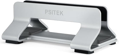 Aluminum Vertical Laptop Stand Dock Holder, Adjustable Slot Width 12-42mm, Space-Saving Upright Storage for MacBook and Laptops