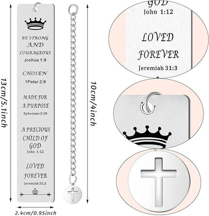 5 Pcs Christian Gifts for Women Metal Religious Bible Verse Bookmark Gifts for Friend Inspirational Christian Bookmarks with Church Cross Chain Scripture Bookmarks for Men Bulk Gift(Silver)