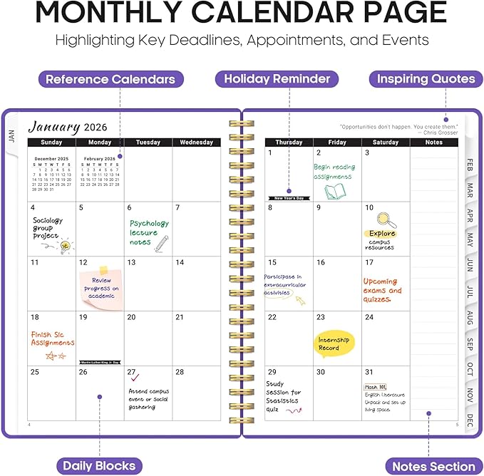 2026 Planner, Weekly and Monthly Calender Planner, Jan 2026 to Dec 2026, Hardcover 2026 Calendar Planner Book with Tabs & Inner Pocket, Office Home School Supplies for Women & Men - A4 (8.5" x 11"), Periwinkle Blue