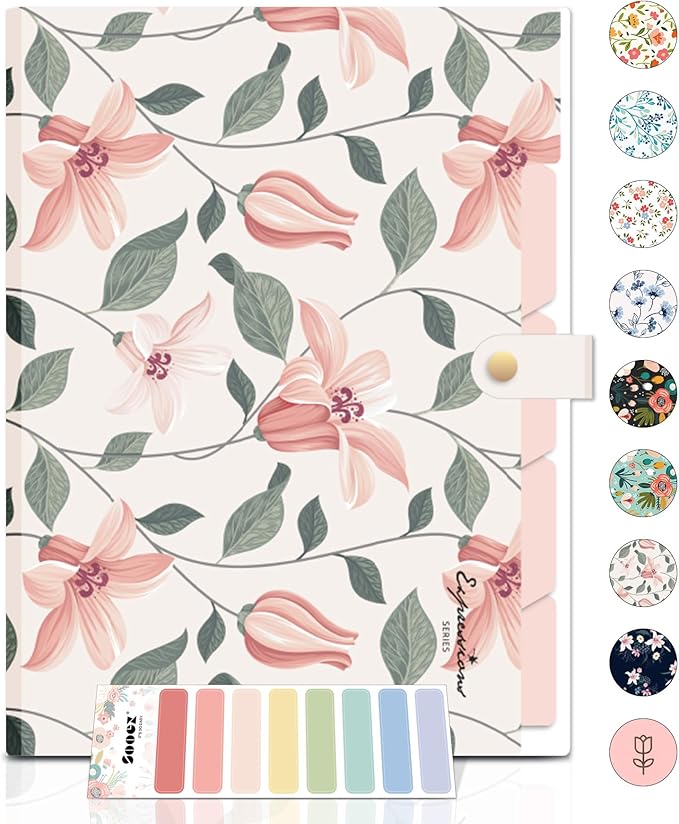 Sooez File Folders Organizer, Folders with 5 Pockets, Folders for Documents w/Sticker, Accordion File Organizer, Paper Receipt Bill Filing Organizer, School College Office Travel Essentials Supplies