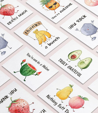 32 Funny Thank You Cards wtih Envelopes & Stickers,Fun Greeting Note Cards 4 x 6 in,Bulk Boxed Set Assortment for Employee Teachers Friends Business Coworker Gratitude Appreciation