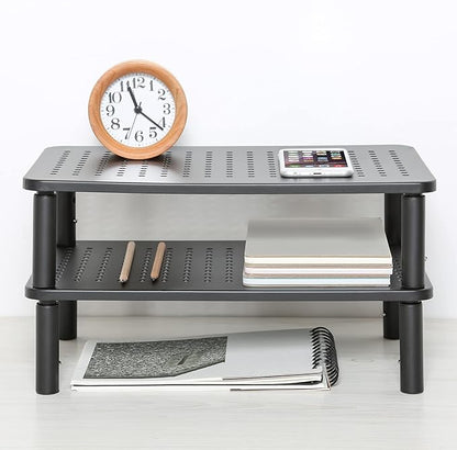 Monitor Riser Desktop Stand, Flat Screen TV Monitor Stand Riser, Sturdy Metal Laptop Computer Monitor Stand Shelf for Printer, iMac, 3 Height Adjustable PC Stand with Mesh Platform