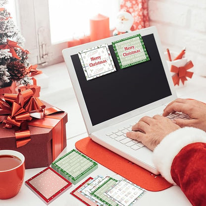 9 Pieces Christmas Sticky Note Self-Adhesive Merry Christmas Note Pads with Christmas Tree Christmas Lights Balloon Memo Notes for Xmas School Office Home Supplies Students Teachers Present