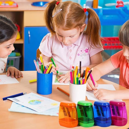 Colored Pencil Sharpener Manual, 4pcs Small Handheld Pencil Sharpeners Dual Holes with Lid for Kids Adults at Classroom School Office Home