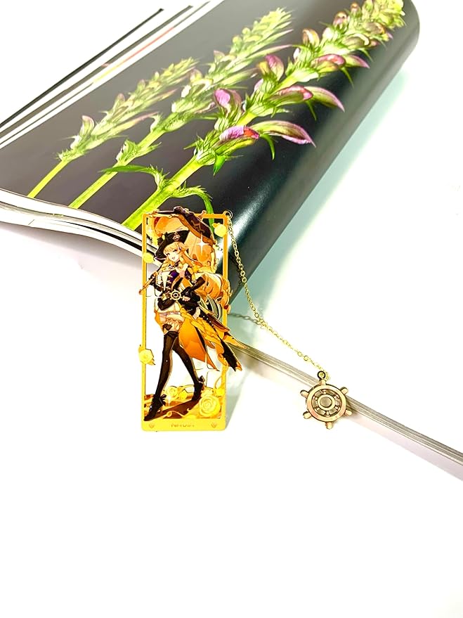 Genshin Impact Navia Metal Bookmark - Anime Figure Merch with 3D Display Box - Birthday Gifts for Fans Friends Gamer Book Lovers - Zllada