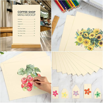 Fainne 150 Sheets Card Stock Paper, 67lb Cover Medium Weight Cardstock, 8.5 x 11 Inch Cream Paper for Crafts, Coloring, Announcements, Printing at School, Office, Home