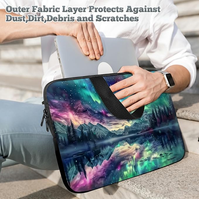 Universal Tablet Laptop Sleeve Case 10 inch, Aurora Landscape Slim Carrying Case Durable Handbag Travel Laptop Bag for 7 to 10-inch Laptops/Notebook/Kids Tablet/ipad/eBook Readers