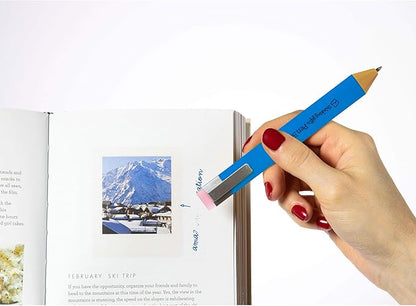 New Pen Bookmark with Refills | Erasable Ballpoint Gel Pen and Bookmark 3-in-1 | Ink Novelty Pen with Eraser | Page Marker | Book Marker | Page Holder Clip | Gift for Reader and Writer (Blue)