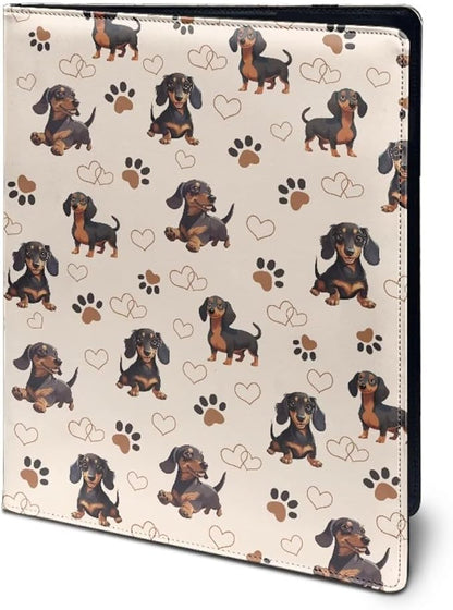 Cozeyat Cute Dachshund Padfolio for Women Binder Portfolio Folder, PU Leather Folder A4 Conference Pad Document Organizer Notepad Holder