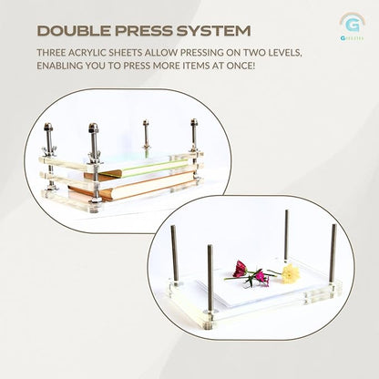 Book Press, Double,Flower Press,Travel Bag.Double Level Book Binding Press, Portable Book Press Bookbinding for Handmade DIY Bookbinding,Paper Press,13.8 * 7.9inch (Sky Blue, 13.8" x 7.9")