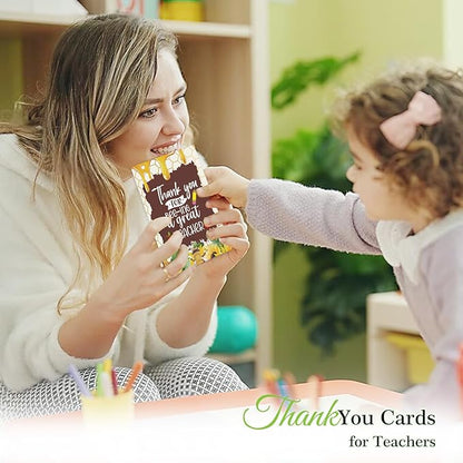FaCraft Teacher Appreciation Cards, Thank You Cards with Envelopes, 4 x 6,Thank You for Helping Me Grow, for Preschool Kindergarten Teacher Gift Card from Kids Students Daycare (Honey)