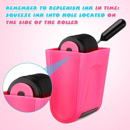 Sherr 2 Handwriting Line Stamp Roller Dashed Handwriting Lines Practice Roller Stamp for Kids, Teachers Kindergarten Education Classroom Back to School Need(2.72 x 2.44 x 1.54 Inch,Pink)