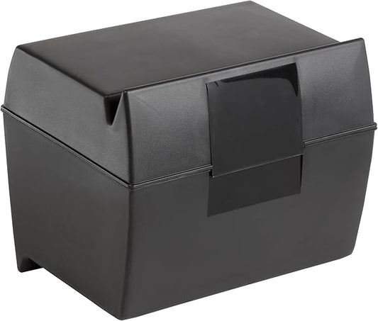 Oxford Plastic Index Card Box, 5 x 8 Inches, 500 Card Capacity, Black (01581)
