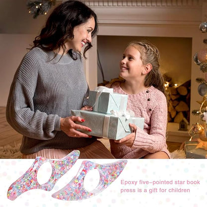 Book Page Holder, 4Pcs Thumb Book Page Holder, Resin Book Holder Thumb for Reading, Book Accessories for Reading Lovers Sparkle Diamond Book Opener Holder for Teachers Students