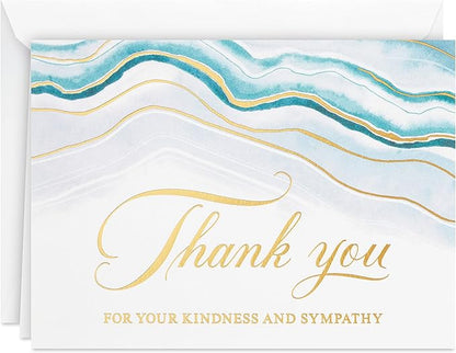 Hallmark Funeral Thank You Cards, Watercolor Agate (20 Thank You for Your Sympathy Cards with Envelopes)