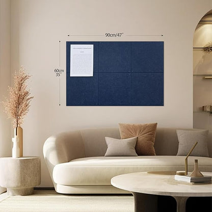 Large Felt Bulletin Board(36" x 24"),Cork Board Alternative,6 Pack Felt Wall Tiles with Safe Removable Adhesive Tabs,Notice Pin Board/Message Board/Vision Board for Office, School & Home