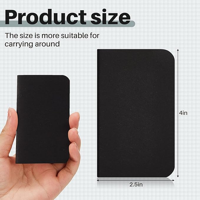 Outus 15 Pcs Mini Pocket Notebook 2.5" x 4" Small Journal Kraft Paper Notepads Bulk Softcover Pocket Notepad Memo Diary Subject Notebooks for Traveler Worker(Black,Blank Style)