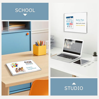 Small Whiteboard, 16'' x 12'' Magnetic White Board Dry Erase Board for Wall, Hanging Silver Aluminum Frame Wipe Board for Home, Office, School