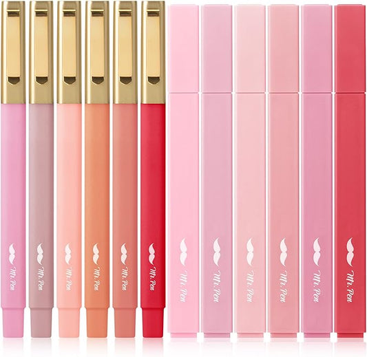 Mr. Pen- Aesthetic Highlighters and Pens No Bleed, 12 Pack, Shades of Pink, Bible Highlighters No Bleed, Black Ink Bible Pens, Highlighter Pens, No Bleed Highlighters for Bibles, Bible Pens